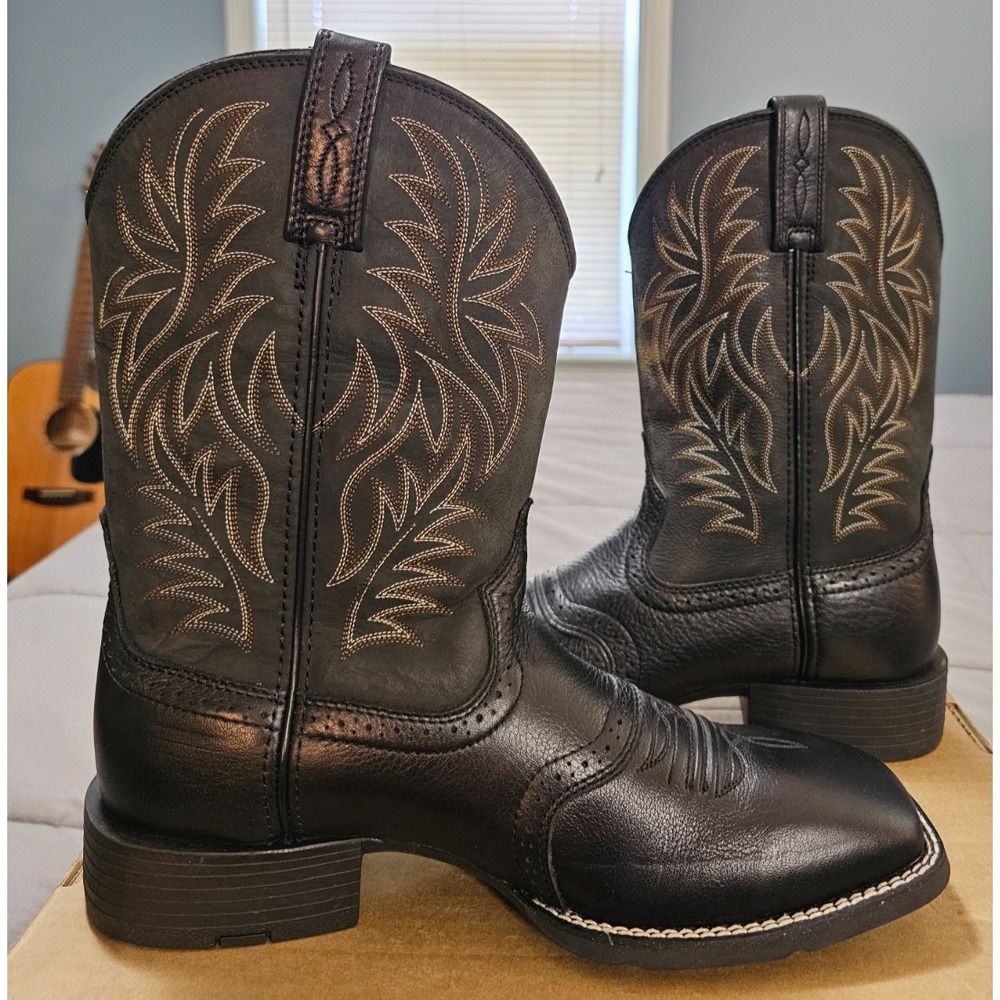 Ariat® (Men's 10.5 D) Sport Western Square-Toe Cowboy Boot, Black/Deertan - $190 - Picture 8 of 12